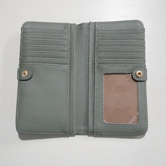 Anne Klien Authentic Slim Bifold Green Wallet - Picture 3 of 10